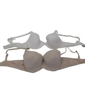 Marks & Spencer Bra Womens 34B White Beige Padded Underwire T-Shirt 2 Pack Set